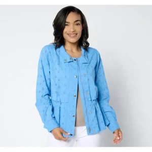Dennis Basso Cotton Eyelet Anorak Jacket - a world of fashionable women's clothing, including a wide selection of dresses and trendy accessories.> Hat