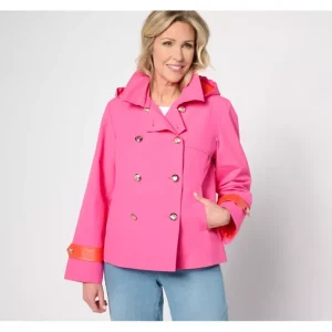 Dennis Basso Double Breasted Trench Coat with Pop Color Detail - a world of fashionable women's clothing, including a wide selection of dresses and trendy accessories.> Coats