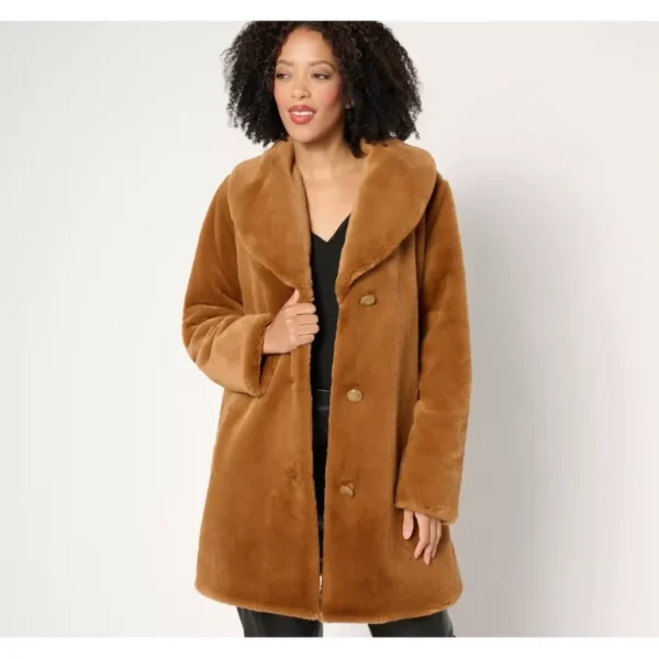 Dennis Basso Faux Fur Relaxed Fit Coat - a world of fashionable women's clothing, including a wide selection of dresses and trendy accessories.> Coats