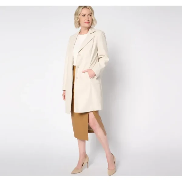 Dennis Basso Faux Leather Trench Coat - a world of fashionable women's clothing, including a wide selection of dresses and trendy accessories.> Coats