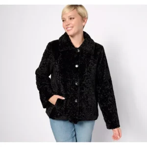 Dennis Basso Faux Persian Button Front Coat - a world of fashionable women's clothing, including a wide selection of dresses and trendy accessories.> Coats