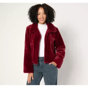 Dennis Basso Faux-Fur Cropped Jacket w/ Convertible Collar - a world of fashionable women's clothing, including a wide selection of dresses and trendy accessories.> Coats