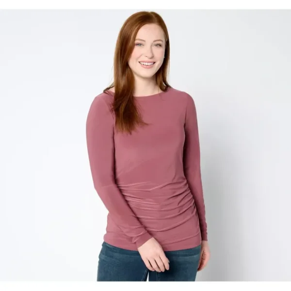 Dennis Basso Italia Knit Top with Shirring Detail - a world of fashionable women's clothing, including a wide selection of dresses and trendy accessories.> Hat