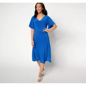 Dennis Basso Italia Knit V-Neck Midi Dress - a world of fashionable women's clothing, including a wide selection of dresses and trendy accessories.> Hat