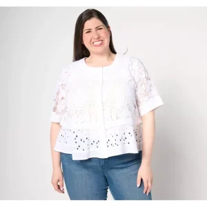 Dresses<Dennis Basso Mixed Media Lace Swing Topper - a world of fashionable women's clothing, including a wide selection of dresses and trendy accessories.