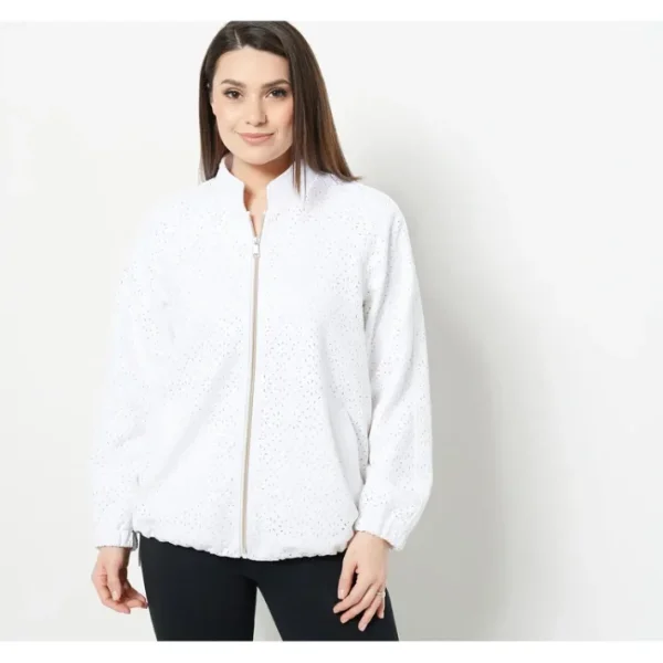 Shop All<Dennis Basso Perforated Faux Suede Jacket - a world of fashionable women's clothing, including a wide selection of dresses and trendy accessories.
