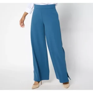 Dennis Basso Petite Luxe Crepe Wide Leg Pant with Slit - a world of fashionable women's clothing, including a wide selection of dresses and trendy accessories.> Hat