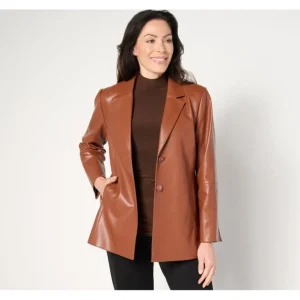 Dennis Basso Petite Luxe Faux Leather Jacket - a world of fashionable women's clothing, including a wide selection of dresses and trendy accessories.> Hat