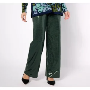 Fashion<Dennis Basso Petite Sequin Knit Wide Leg Pull-On Pants - a world of fashionable women's clothing, including a wide selection of dresses and trendy accessories.