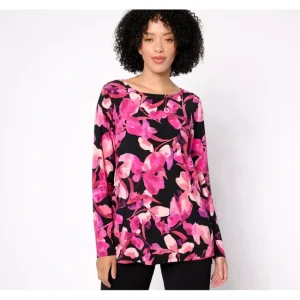 Dresses<Dennis Basso Printed Italia Knit Floral Tunic - a world of fashionable women's clothing, including a wide selection of dresses and trendy accessories.