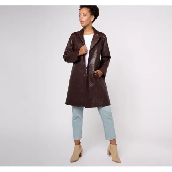 Dennis Basso Quilted Faux Leather Coat - a world of fashionable women's clothing, including a wide selection of dresses and trendy accessories.> Coats