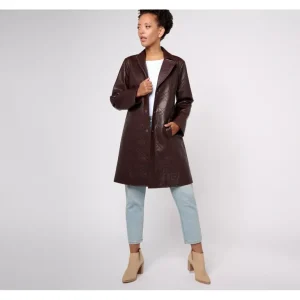 Dennis Basso Quilted Faux Leather Trench Coat - a world of fashionable women's clothing, including a wide selection of dresses and trendy accessories.> Coats