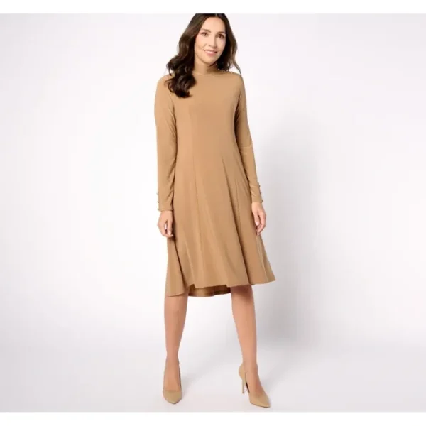 Dresses<Dennis Basso Regular Italia Knit Mock Neck Dress - a world of fashionable women's clothing, including a wide selection of dresses and trendy accessories.