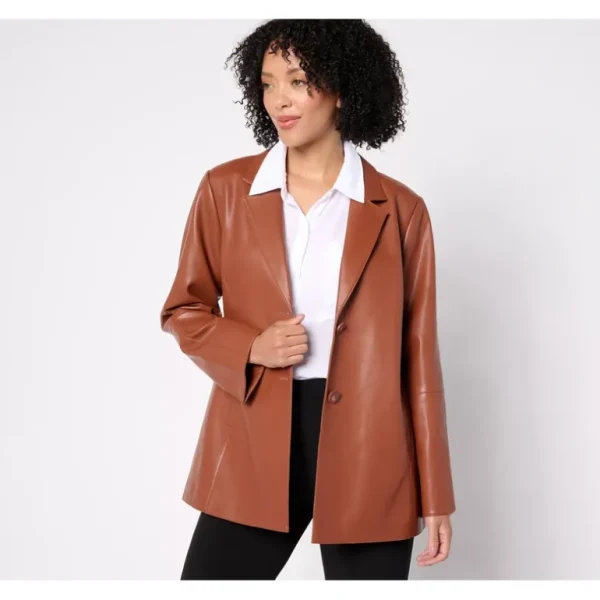 Dennis Basso Regular Luxe Faux Leather A-Line Jacket - a world of fashionable women's clothing, including a wide selection of dresses and trendy accessories.> Hat
