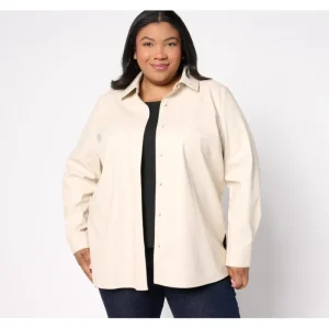 Dennis Basso Textured Faux Leather Button Front Shirt - a world of fashionable women's clothing, including a wide selection of dresses and trendy accessories.> Hat