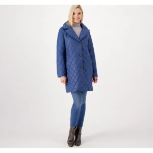 Dennis Basso Water Resistant Notched Collar Puffer - a world of fashionable women's clothing, including a wide selection of dresses and trendy accessories.> Hat