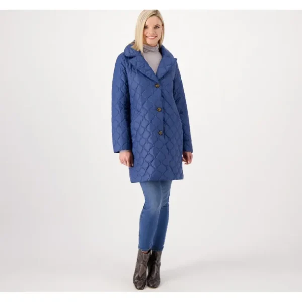 Dennis Basso Water Resistant Notched Collar Puffer - a world of fashionable women's clothing, including a wide selection of dresses and trendy accessories.> Hat