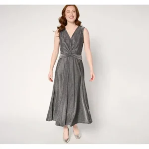 Dresses<Destination 365 Petite Lurex Knit Twist Front Maxi Dress - a world of fashionable women's clothing, including a wide selection of dresses and trendy accessories.