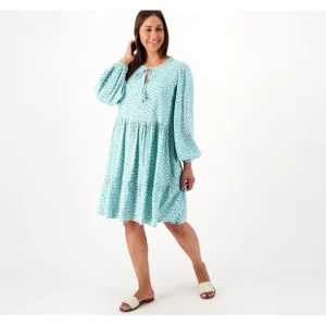 Dresses<Destination 365 Printed V-Neck Tiered Dress - a world of fashionable women's clothing, including a wide selection of dresses and trendy accessories.