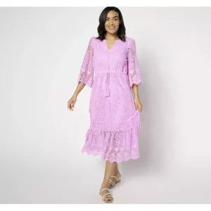 Dresses<Destination 365 Regular Crochet Midi Dress with Rope Tie - a world of fashionable women's clothing, including a wide selection of dresses and trendy accessories.