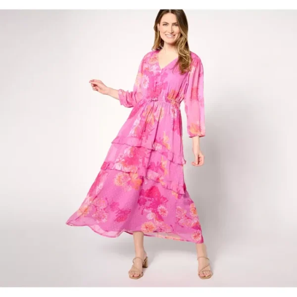 Dresses<Destination 365 Regular Floral Dot Chiffon Maxi Dress - a world of fashionable women's clothing, including a wide selection of dresses and trendy accessories.