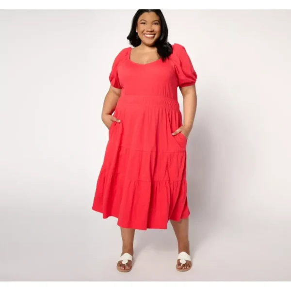 Destination 365 Regular Puff Sleeve Sweetheart Midi Dress - a world of fashionable women's clothing, including a wide selection of dresses and trendy accessories.> Hat