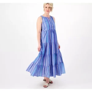 Dresses<Destination 365 Regular Striped Tiered Maxi Dress - a world of fashionable women's clothing, including a wide selection of dresses and trendy accessories.