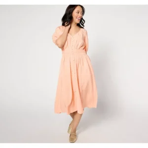 Destination 365 Regular V-Neck Button Front Midi Dress - a world of fashionable women's clothing, including a wide selection of dresses and trendy accessories.> Hat