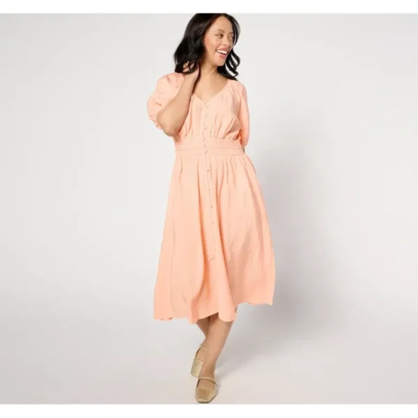 Destination 365 Regular V-Neck Button Front Midi Dress - a world of fashionable women's clothing, including a wide selection of dresses and trendy accessories.> Hat