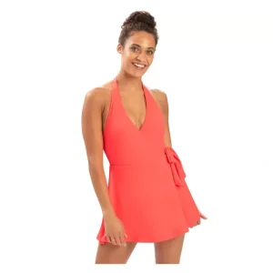 Dolfin Aquashape Womens Wrap Front Halter Swimess in Coral - a world of fashionable women's clothing, including a wide selection of dresses and trendy accessories.> Dresses