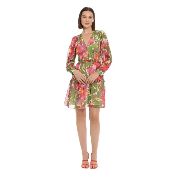 Donna Morgan Long Sleeve Printed Yoryu MiniDress - a world of fashionable women's clothing, including a wide selection of dresses and trendy accessories.> Hat