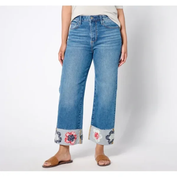 Shop All<Driftwood Jeans Charlee Embroidered Cuff Jean- Amer - a world of fashionable women's clothing, including a wide selection of dresses and trendy accessories.