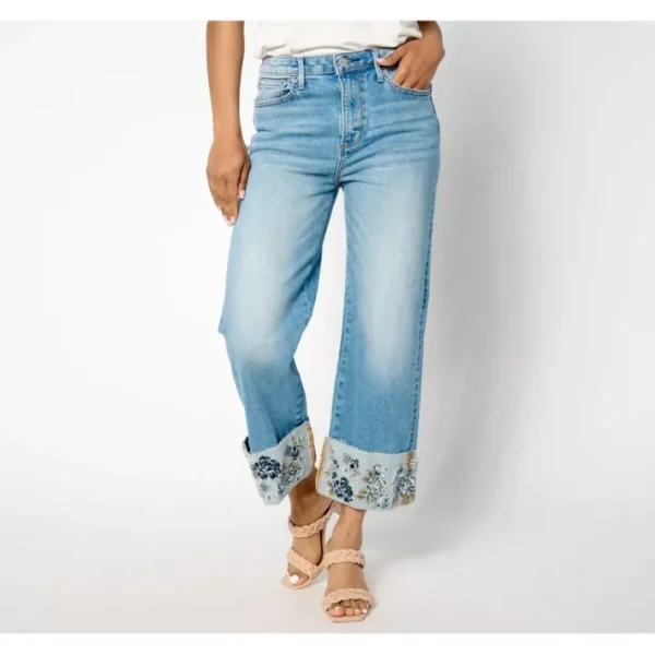 Shop All<Driftwood Jeans Charlee Embroidered Cuff Jean- Blue - a world of fashionable women's clothing, including a wide selection of dresses and trendy accessories.