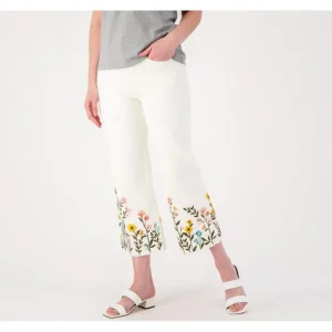 Fashion<Driftwood Jeans Charlee Wide Leg Embroidered Crop Jean- Sunny Garden - a world of fashionable women's clothing, including a wide selection of dresses and trendy accessories.