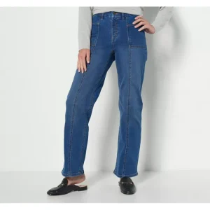 Fashion<Easy Stretch Regular Wide Leg Jeans with Seam Details - a world of fashionable women's clothing, including a wide selection of dresses and trendy accessories.