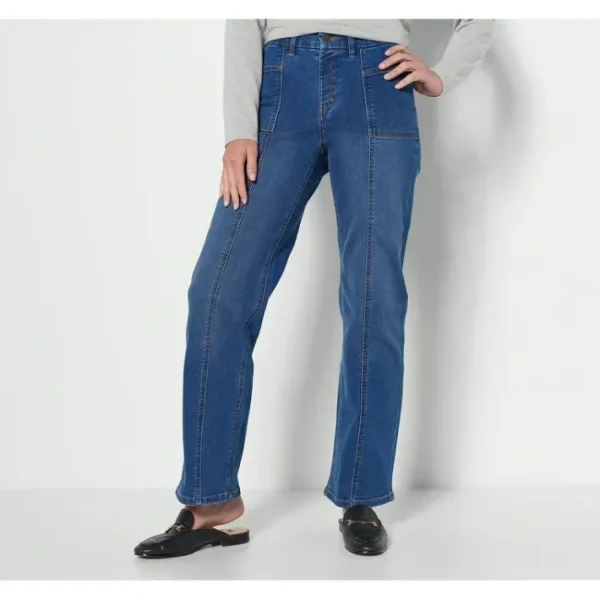 Fashion<Easy Stretch Regular Wide Leg Jeans with Seam Details - a world of fashionable women's clothing, including a wide selection of dresses and trendy accessories.