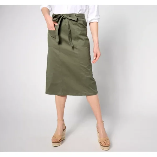 EasyWear Twill Midi Skirt with Belt - a world of fashionable women's clothing, including a wide selection of dresses and trendy accessories.> Hat