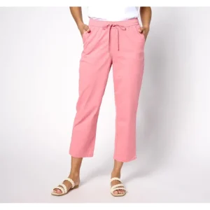 Fashion<EasyWear Twill Petite Pull-On Crop Pant with Tie Waist - a world of fashionable women's clothing, including a wide selection of dresses and trendy accessories.