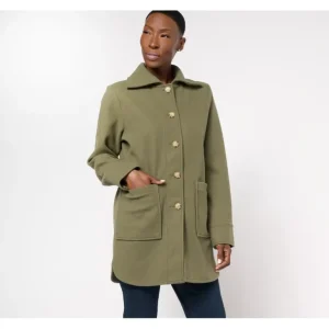 Encore by Idina Menzel Double Face Button-Front Collared Coat - a world of fashionable women's clothing, including a wide selection of dresses and trendy accessories.> Coats