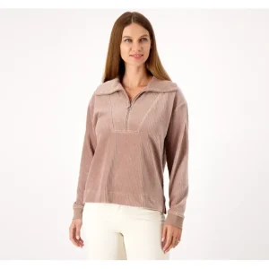 Encore by Idina Menzel Half Zip Corded Velour Mock Neck Top - a world of fashionable women's clothing, including a wide selection of dresses and trendy accessories.> Hat