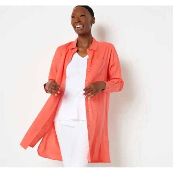 Encore by Idina Menzel Petite Relaxed Linen Button Down Shirtdress - a world of fashionable women's clothing, including a wide selection of dresses and trendy accessories.> Hat