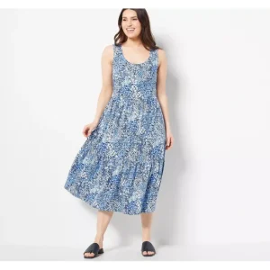 Dresses<Encore by Idina Menzel Petite Tiered Midi Dress - a world of fashionable women's clothing, including a wide selection of dresses and trendy accessories.