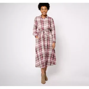 Dresses<Encore by Idina Menzel Regular Button Front Shirt Dress - a world of fashionable women's clothing, including a wide selection of dresses and trendy accessories.