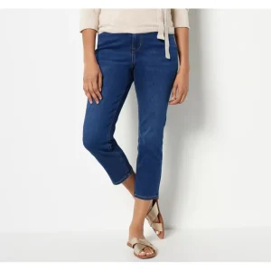 Encore by Idina Menzel Regular High Waisted Crop Jeans- Indigo - a world of fashionable women's clothing, including a wide selection of dresses and trendy accessories.> Hat