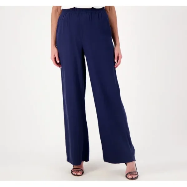 Fashion<Encore by Idina Menzel Regular Modern Wide Leg Linen Trouser - a world of fashionable women's clothing, including a wide selection of dresses and trendy accessories.