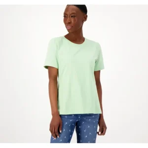 Fashion<Essentials Favorite Jersey Round Neck Puff Sleeve Top - a world of fashionable women's clothing, including a wide selection of dresses and trendy accessories.