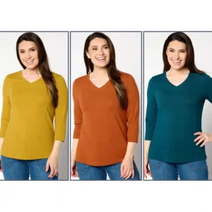Essentials Heavenly Jersey 3-Pack 3/4 Sleeve Tops - a world of fashionable women's clothing, including a wide selection of dresses and trendy accessories.> Hat