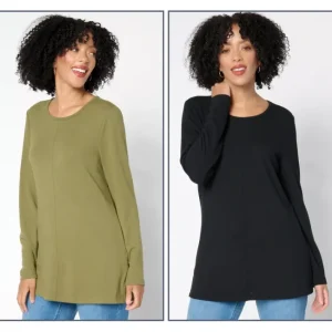 Fashion<Essentials Heavenly Jersey 2-Pack Long Sleeve Tunics - a world of fashionable women's clothing, including a wide selection of dresses and trendy accessories.