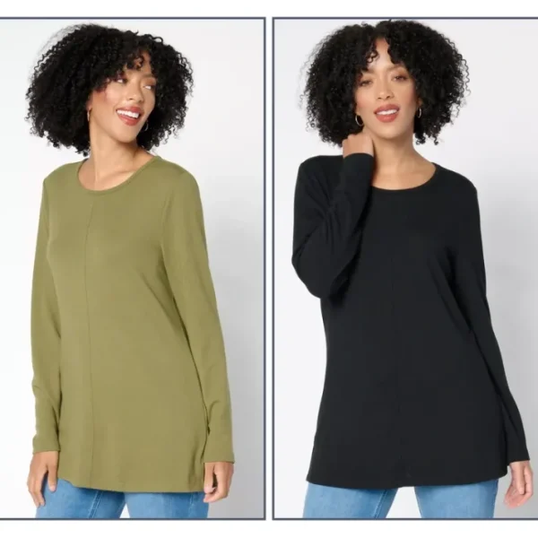Fashion<Essentials Heavenly Jersey 2-Pack Long Sleeve Tunics - a world of fashionable women's clothing, including a wide selection of dresses and trendy accessories.