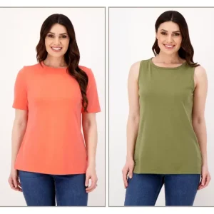 Fashion<Essentials Interlock Tank and Tee 2 Pack - a world of fashionable women's clothing, including a wide selection of dresses and trendy accessories.